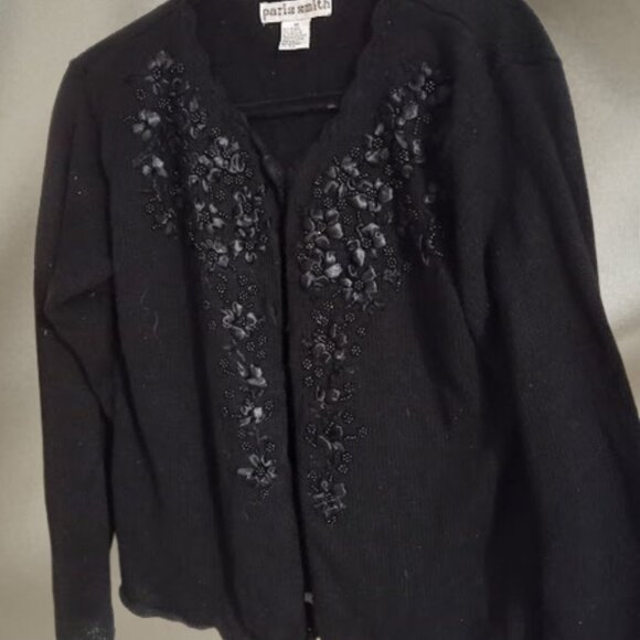 VTG PARIS SMITH Holiday Bead and Ribbon Embellished Sweater SZ M - Picture 5 of 7